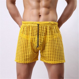 Mens Beautiful Big Mesh Hollow Casual Home Shorts Pajamas Shorts