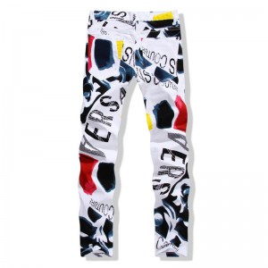 Casual Stylish Hip Hop Printing Straight Designer Jeans For Men
