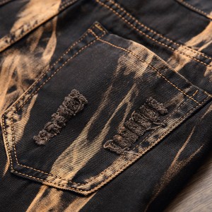 Retro Copper Stylish Straight Washed Jeans For Men
