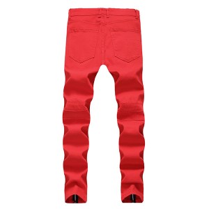 Business Stylish Casual Straight Zipper Fold Slim Fit Jeans for Men