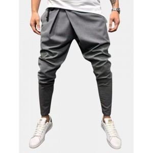 Casual Street Style Breathable Drawstring Solid Color Harem Pants For Men