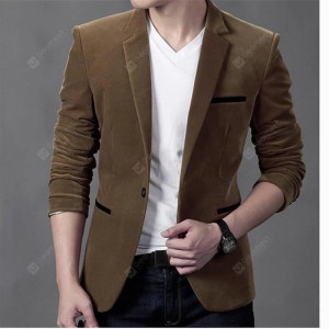 2019 New Autumn Fashion Trend Casual Corduroy Solid Color Button Slim Suit