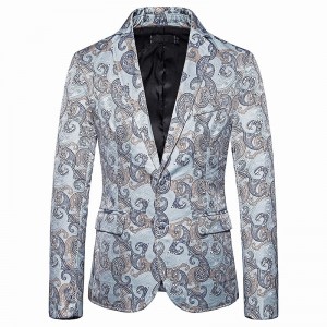 2019 Autumn New Design Dark Print Two-button Slim Suit Men's Fashion Blazer