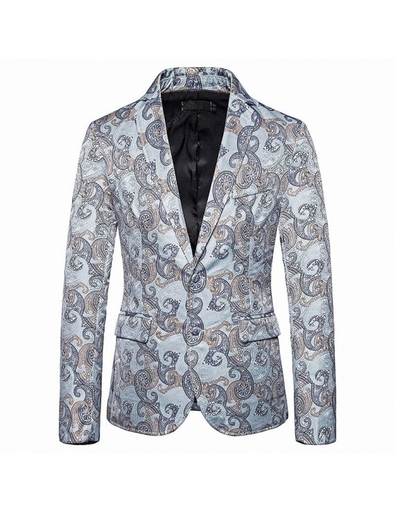 2019 Autumn New Design Dark Print Two-button Slim Suit Men's Fashion Blazer