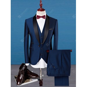 2005 - 978 Male Collar Blazer Trousers Vest Set