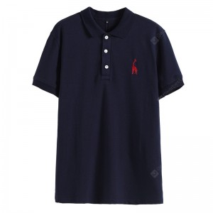 Deer Embroidery Polos Men Casual Mens T-shirts Cotton Mens Polos Shirts