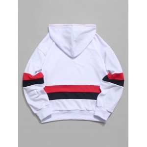  American Flag Color Blocking Letter Print Hoodie - White M