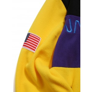 American Flag Letter Pattern Long Sleeves Jacket - Yellow S