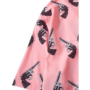 Handgun Allover Print Casual Shirt - Pink L