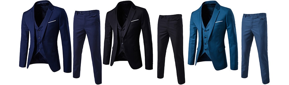 Business Casual Suit Groomsmen Wedding- Black 3XL